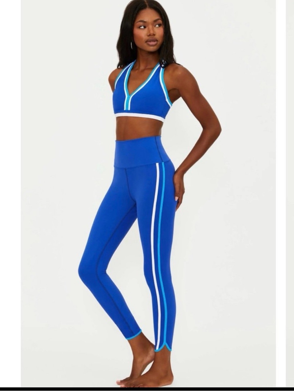 Beach Riot Royal Blue High-Waist Leggings with Contrast Side Stripes